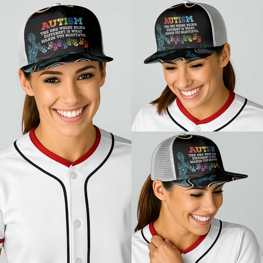 Australia Autism Support Aboriginal Lizard Baseball Net Cap