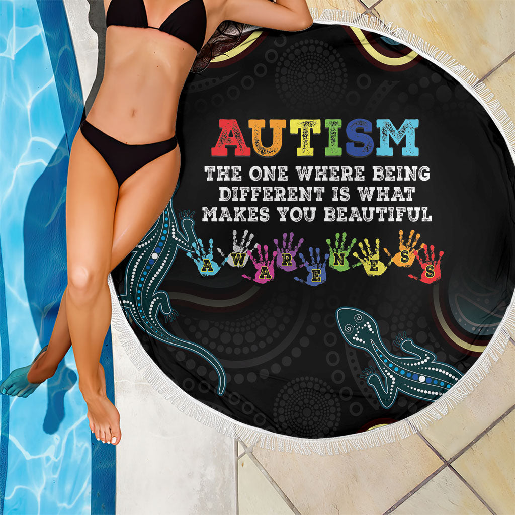 Australia Autism Support Aboriginal Lizard Beach Blanket
