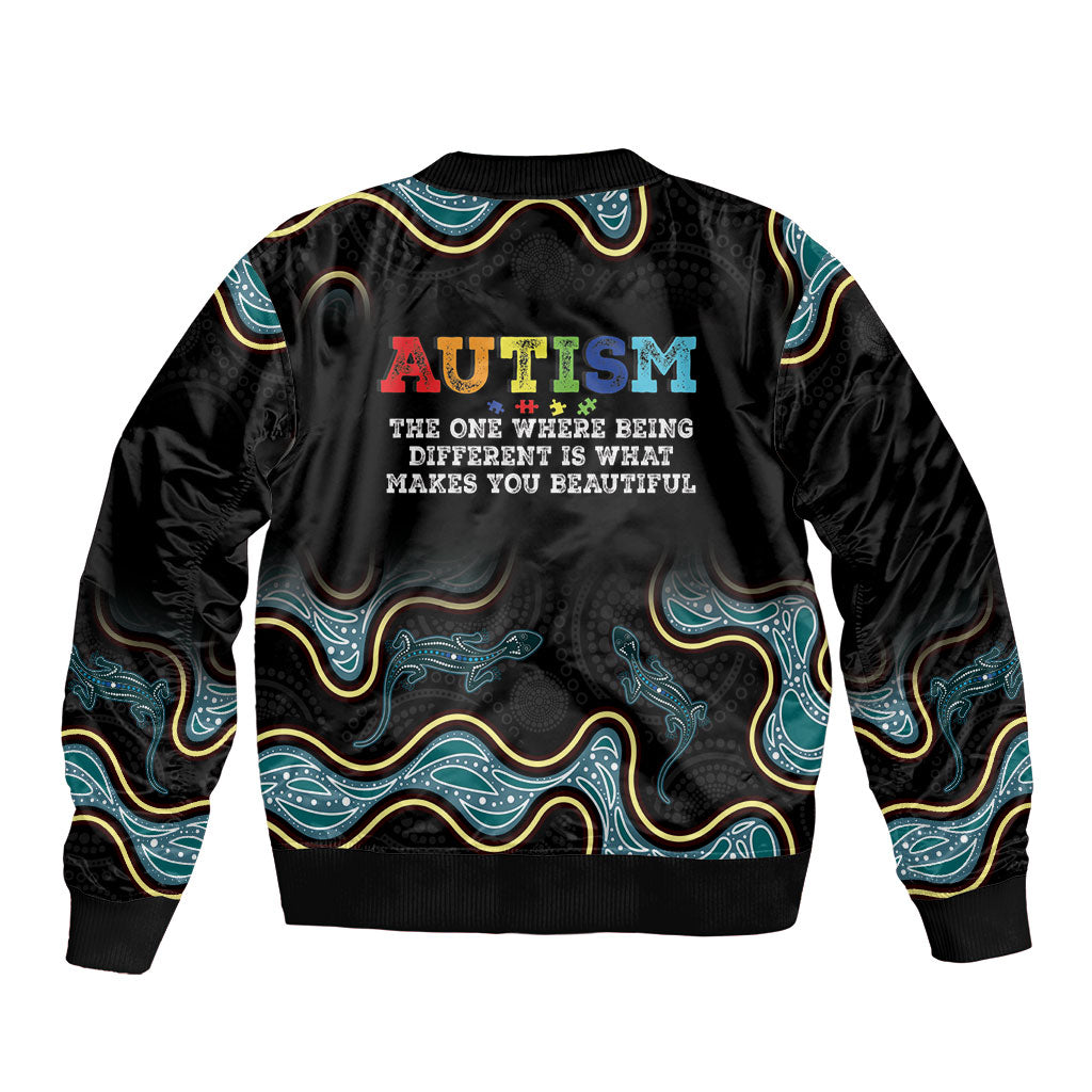 Australia Autism Support Aboriginal Lizard Bomber Jacket