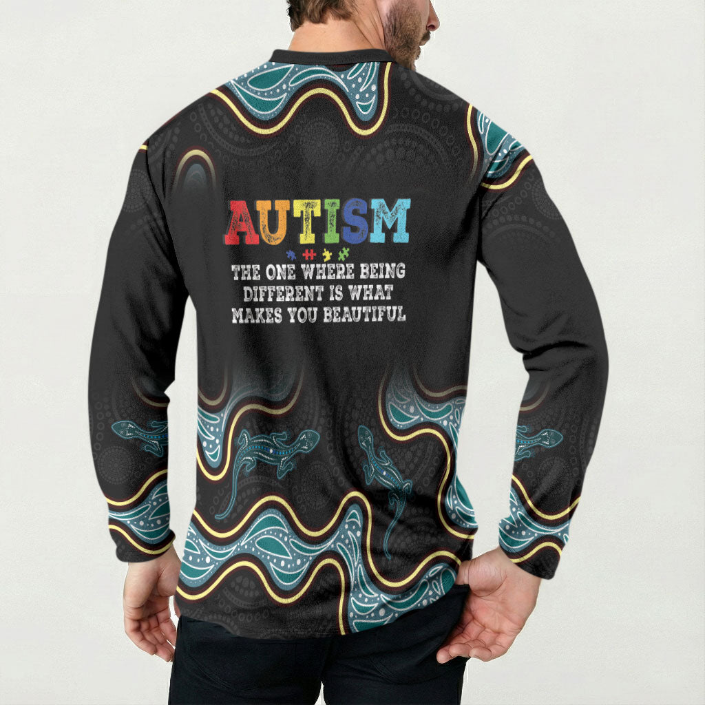 Australia Autism Support Aboriginal Lizard Button Sweatshirt