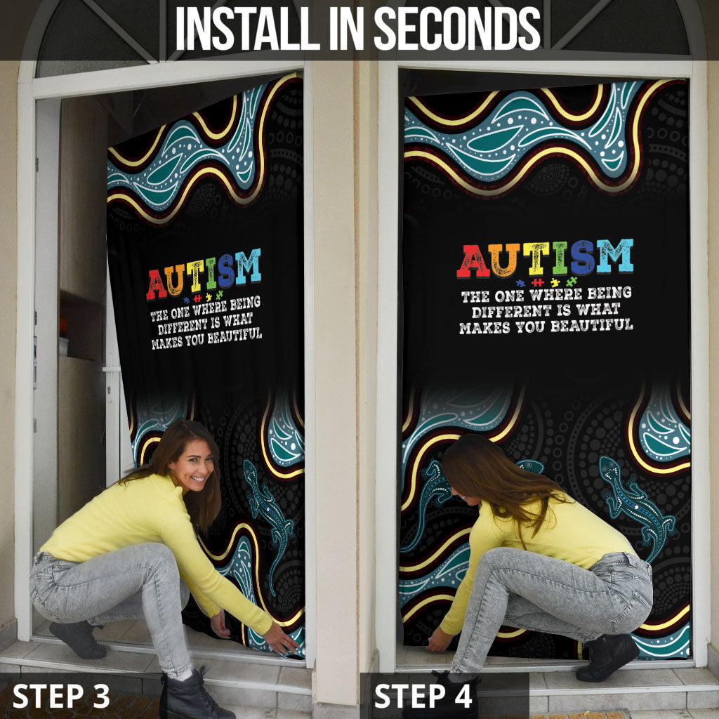 Australia Autism Support Aboriginal Lizard Door Cover