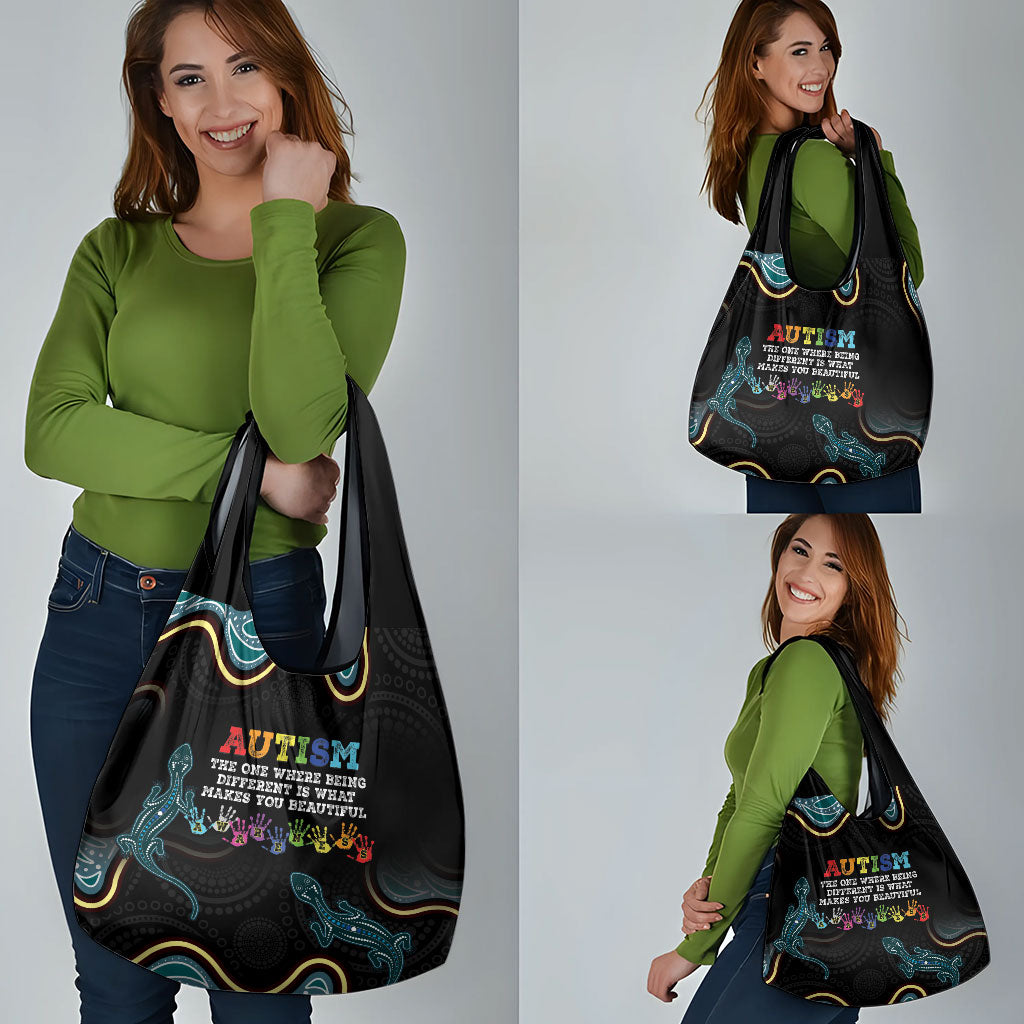 Australia Autism Support Aboriginal Lizard Grocery Bag