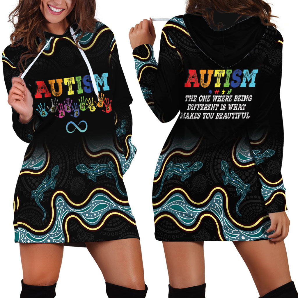 Australia Autism Support Aboriginal Lizard Hoodie Dress
