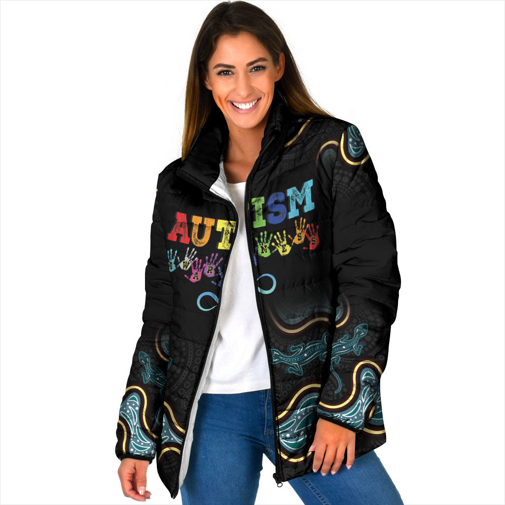 Australia Autism Support Aboriginal Lizard Padded Jacket