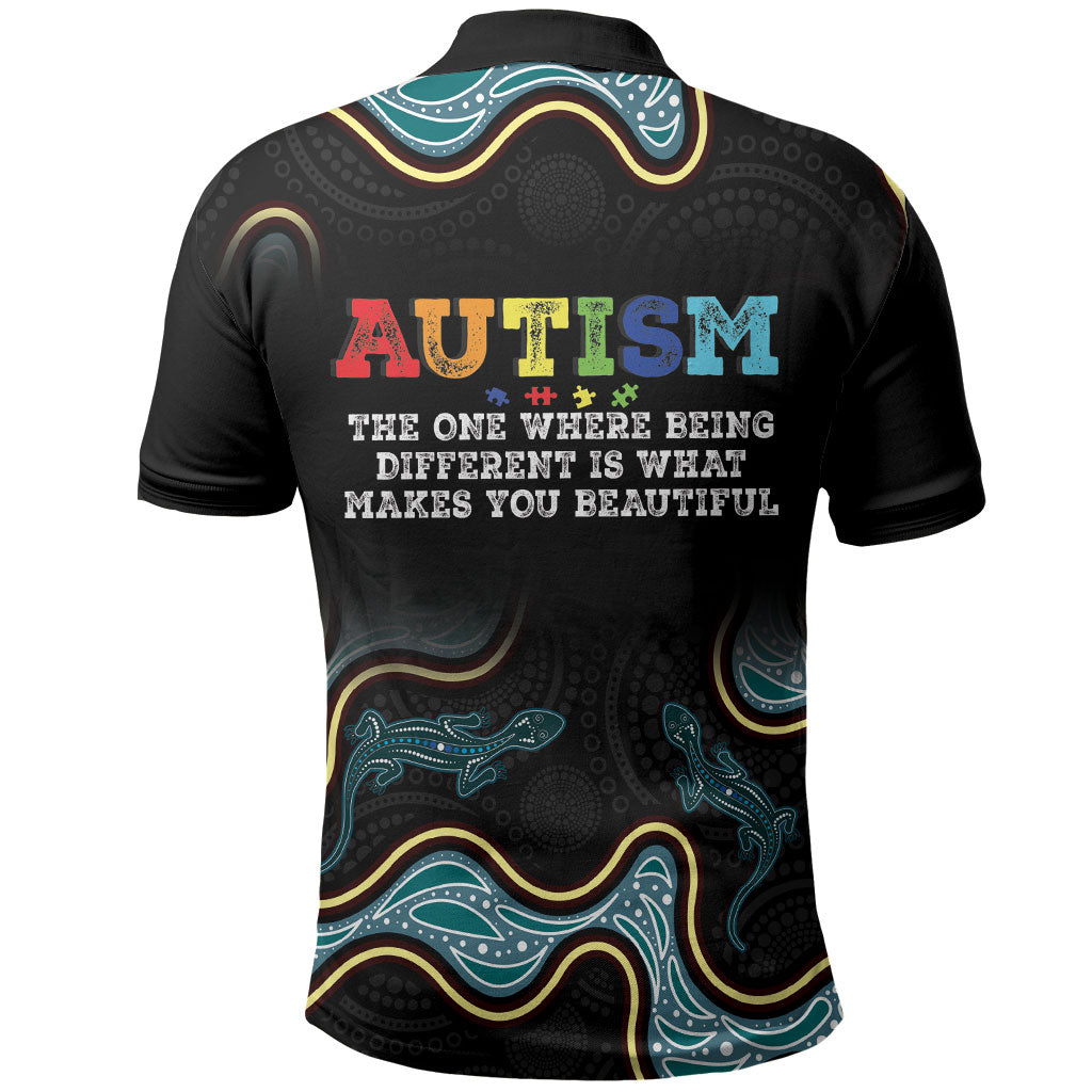 Australia Autism Support Aboriginal Lizard Polo Shirt
