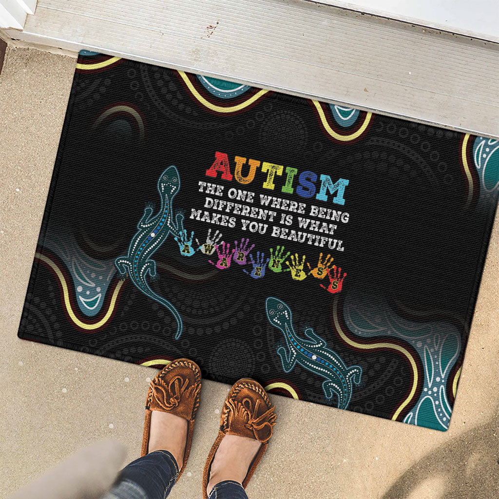 Australia Autism Support Aboriginal Lizard Rubber Doormat