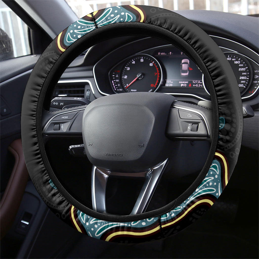 Australia Autism Support Aboriginal Lizard Steering Wheel Cover