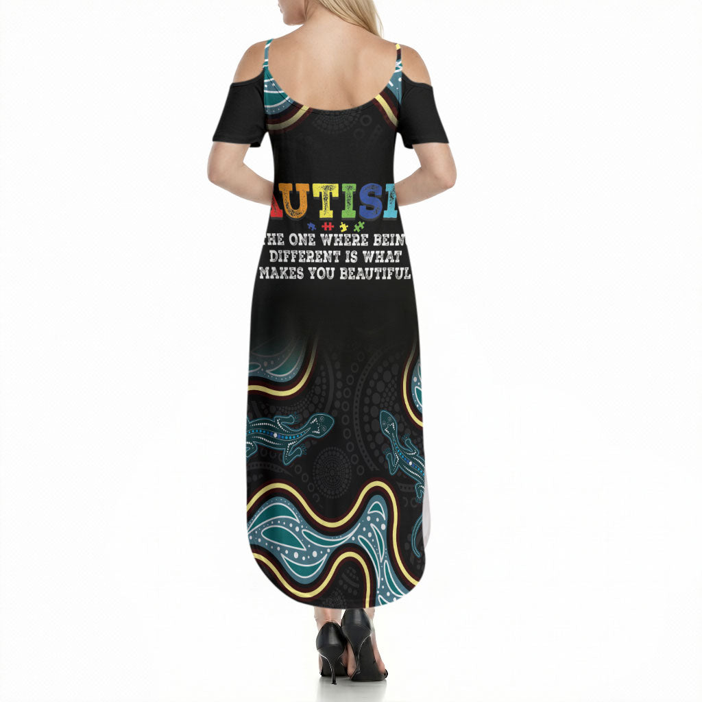 Australia Autism Support Aboriginal Lizard Summer Maxi Dress