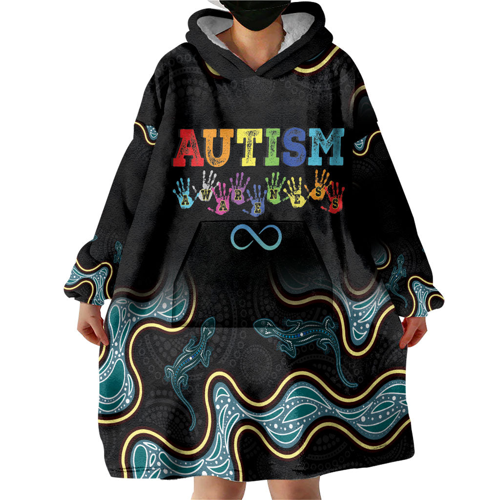 Australia Autism Support Aboriginal Lizard Wearable Blanket Hoodie