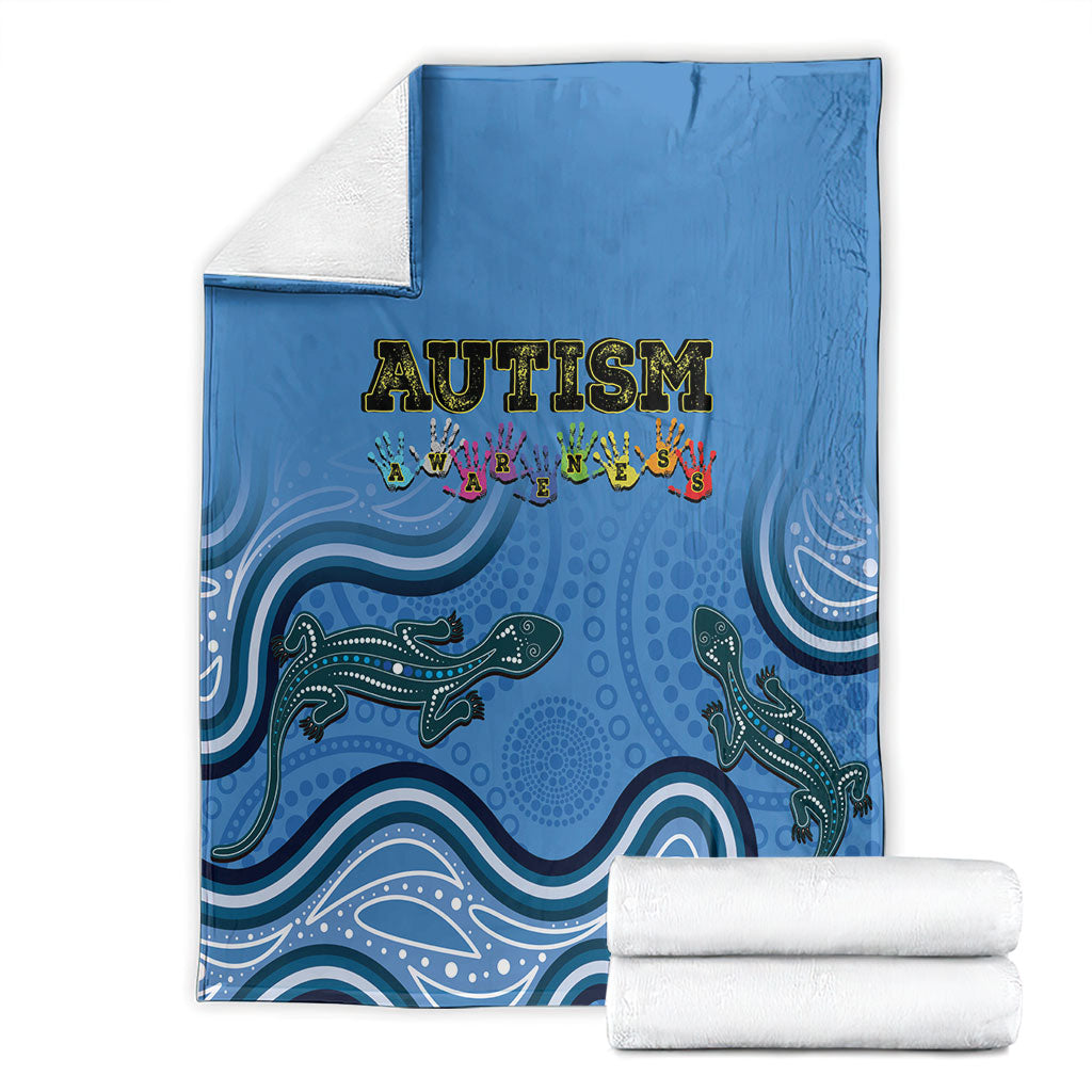 Australia Autism Support Blanket In April We Wear Blue Aboriginal Lizard