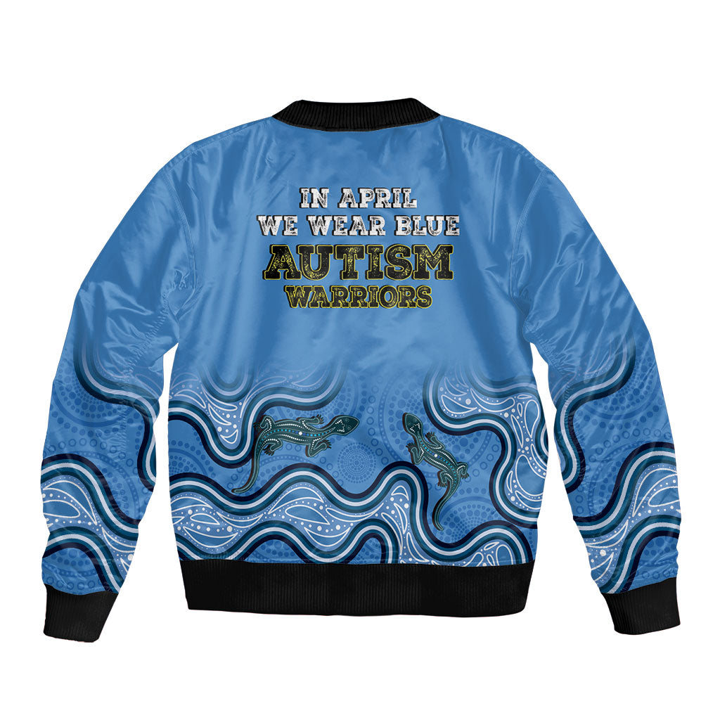 Australia Autism Support Bomber Jacket In April We Wear Blue Aboriginal Lizard