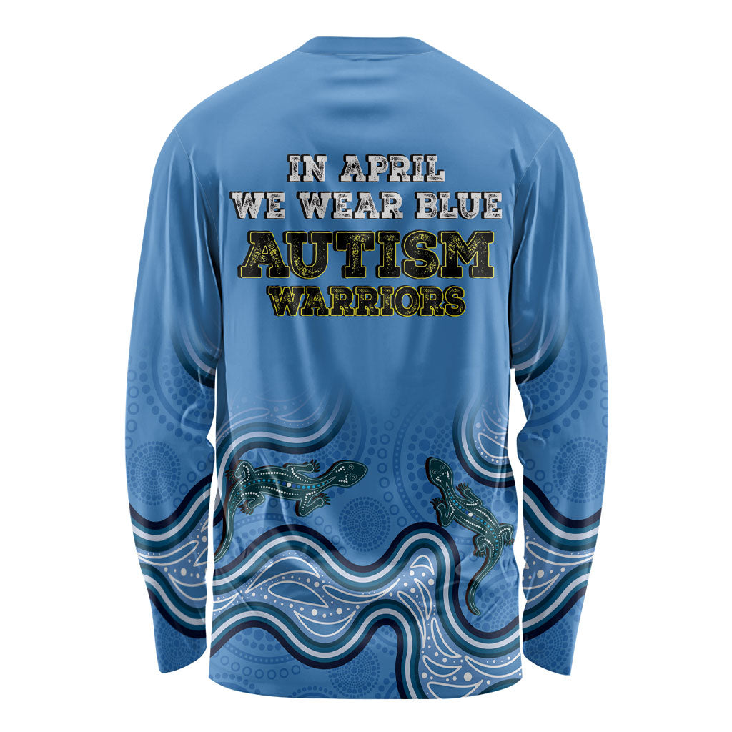 Australia Autism Support Long Sleeve Shirt In April We Wear Blue Aboriginal Lizard