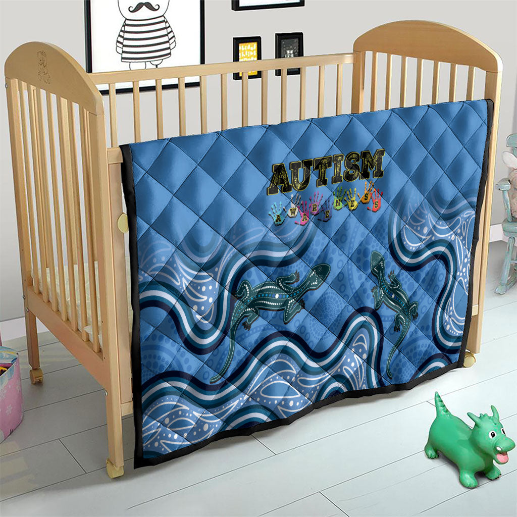Australia Autism Support Quilt In April We Wear Blue Aboriginal Lizard