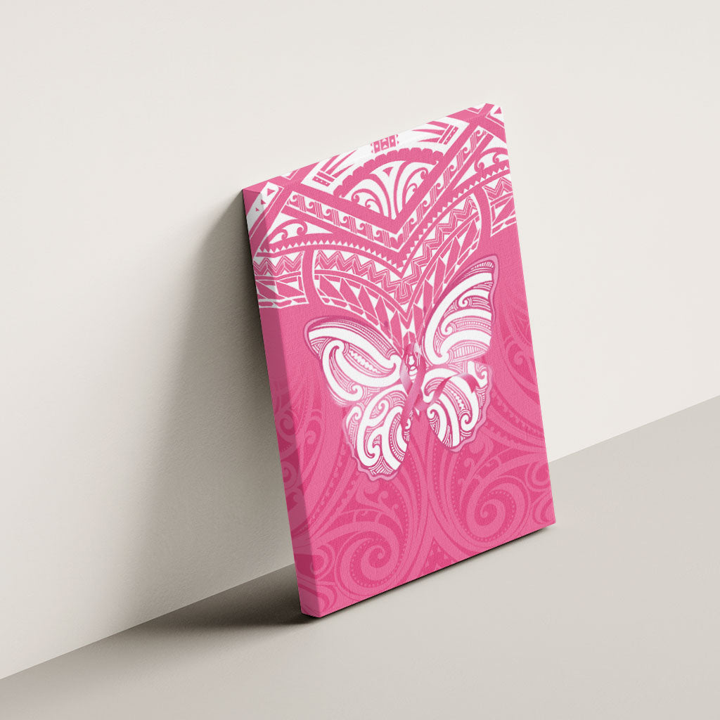 New Zealand Breast Cancer Support Canvas Wall Art Maori Butterfly Pink Ribbon
