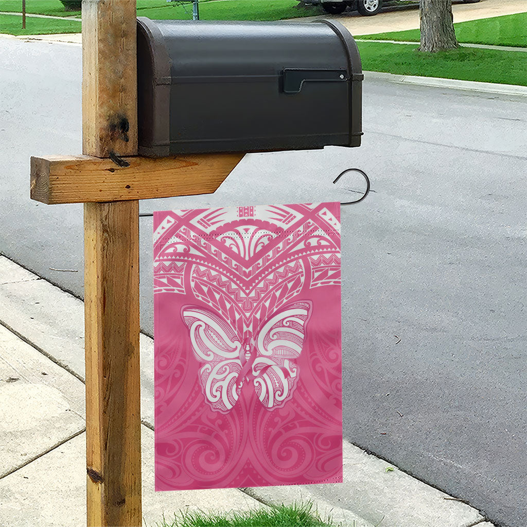 New Zealand Breast Cancer Support Garden Flag Maori Butterfly Pink Ribbon