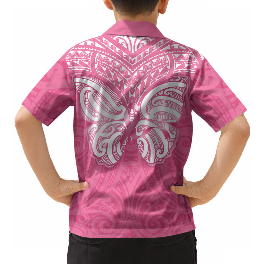 New Zealand Breast Cancer Support Hawaiian Shirt Maori Butterfly Pink Ribbon