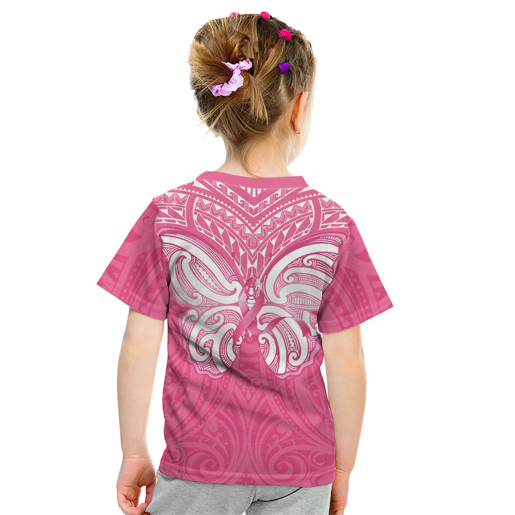 New Zealand Breast Cancer Support Kid T Shirt Maori Butterfly Pink Ribbon