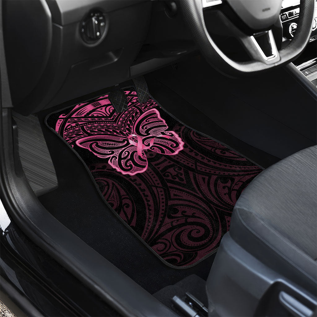 New Zealand Breast Cancer Support Car Mats Maori Butterfly Pink Ribbon Black Version