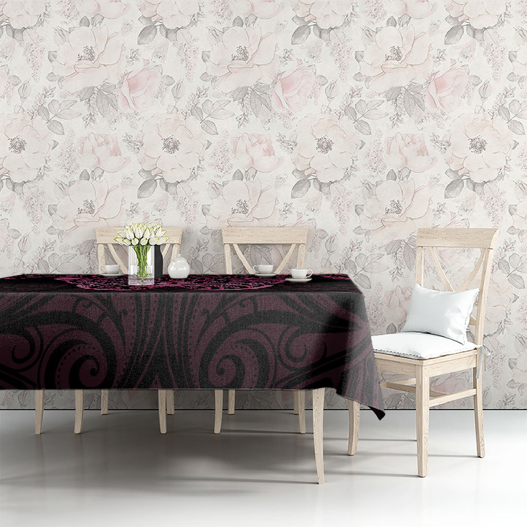 New Zealand Breast Cancer Support Tablecloth Maori Butterfly Pink Ribbon Black Version