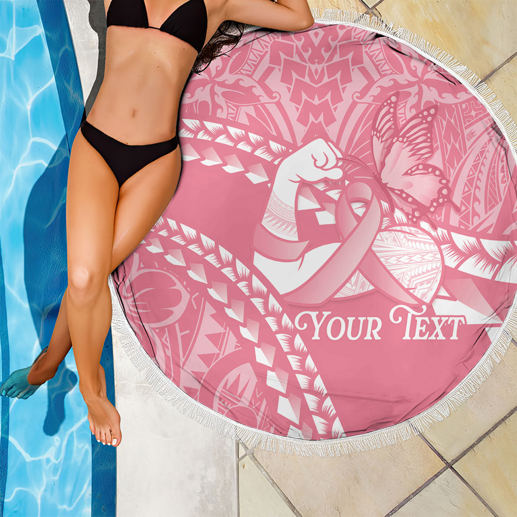 Personalised Polynesia Breast Cancer Support Beach Blanket Brave Strong Butterfly Pink Ribbon