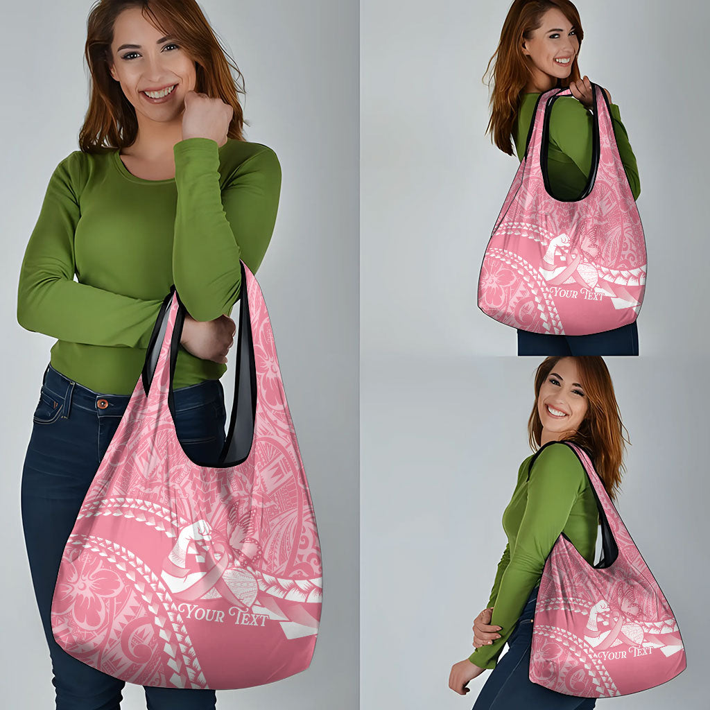Personalised Polynesia Breast Cancer Support Grocery Bag Brave Strong Butterfly Pink Ribbon