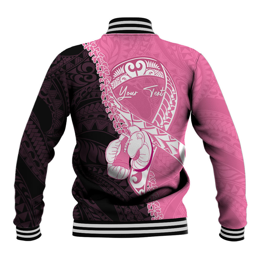 Personalised Polynesia Breast Cancer Support Baseball Jacket Fight With Hope Pink Ribbon Boxing Gloves