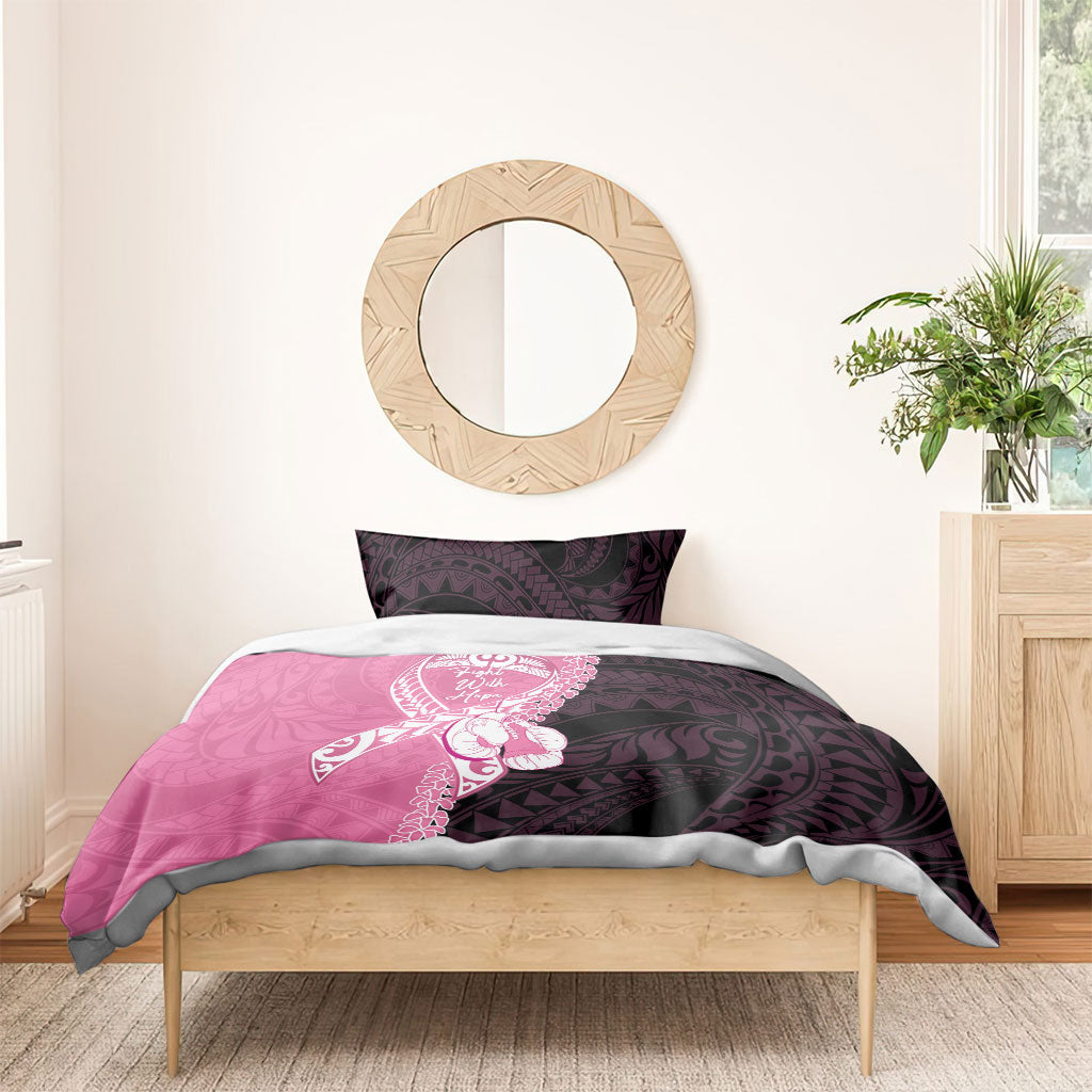 Polynesia Breast Cancer Support Bedding Set Fight With Hope Pink Ribbon Boxing Gloves