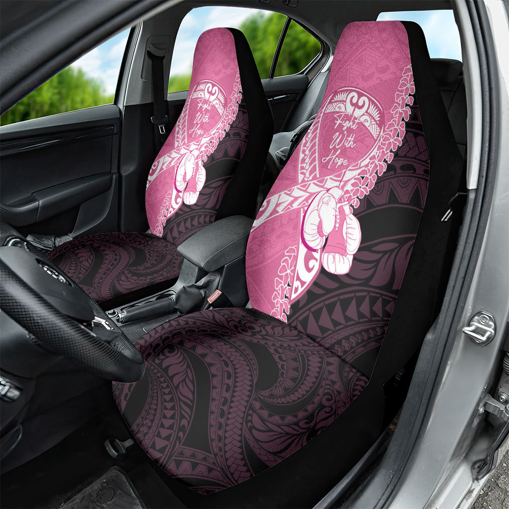 Polynesia Breast Cancer Support Car Seat Cover Fight With Hope Pink Ribbon Boxing Gloves
