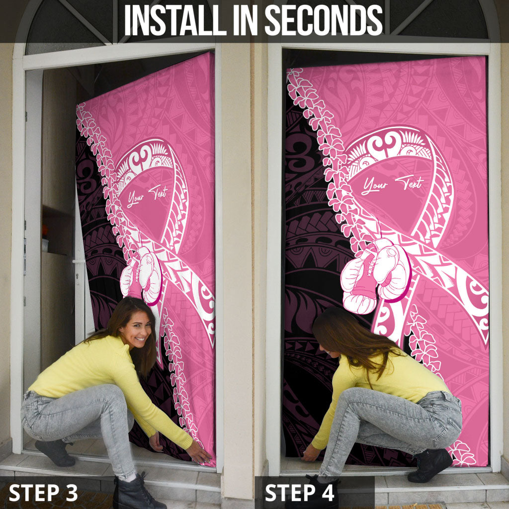 Personalised Polynesia Breast Cancer Support Door Cover Fight With Hope Pink Ribbon Boxing Gloves