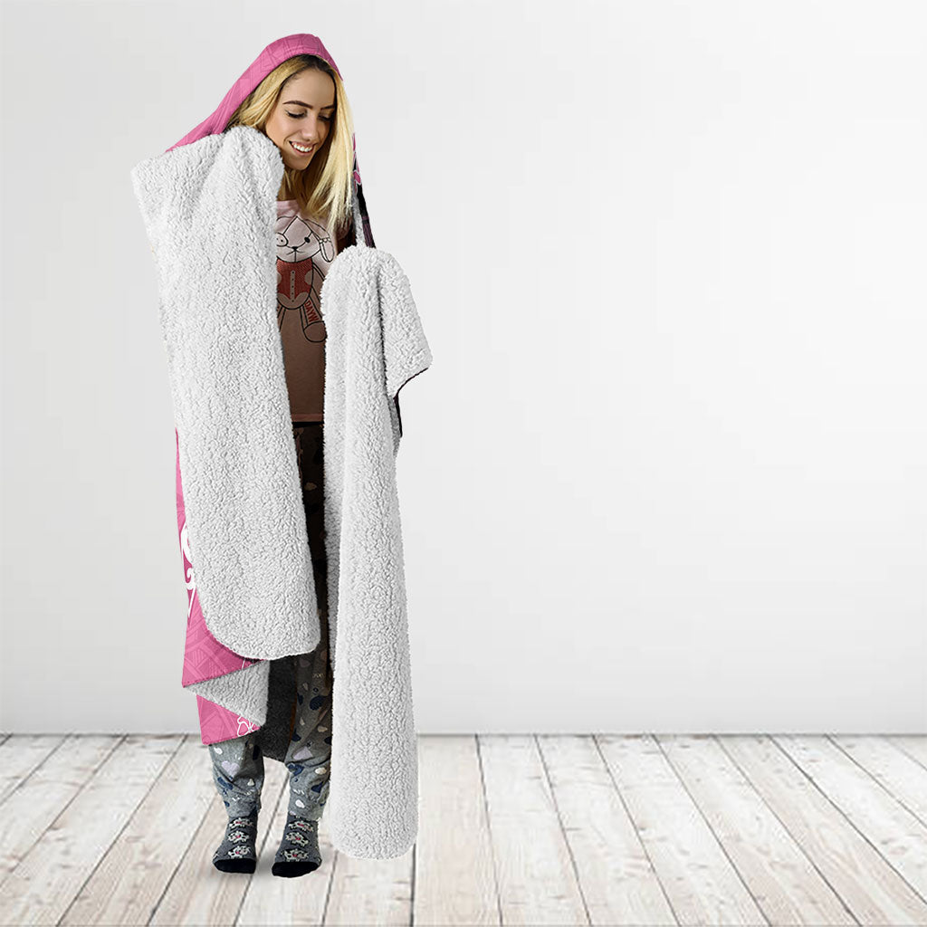 Polynesia Breast Cancer Support Hooded Blanket Fight With Hope Pink Ribbon Boxing Gloves