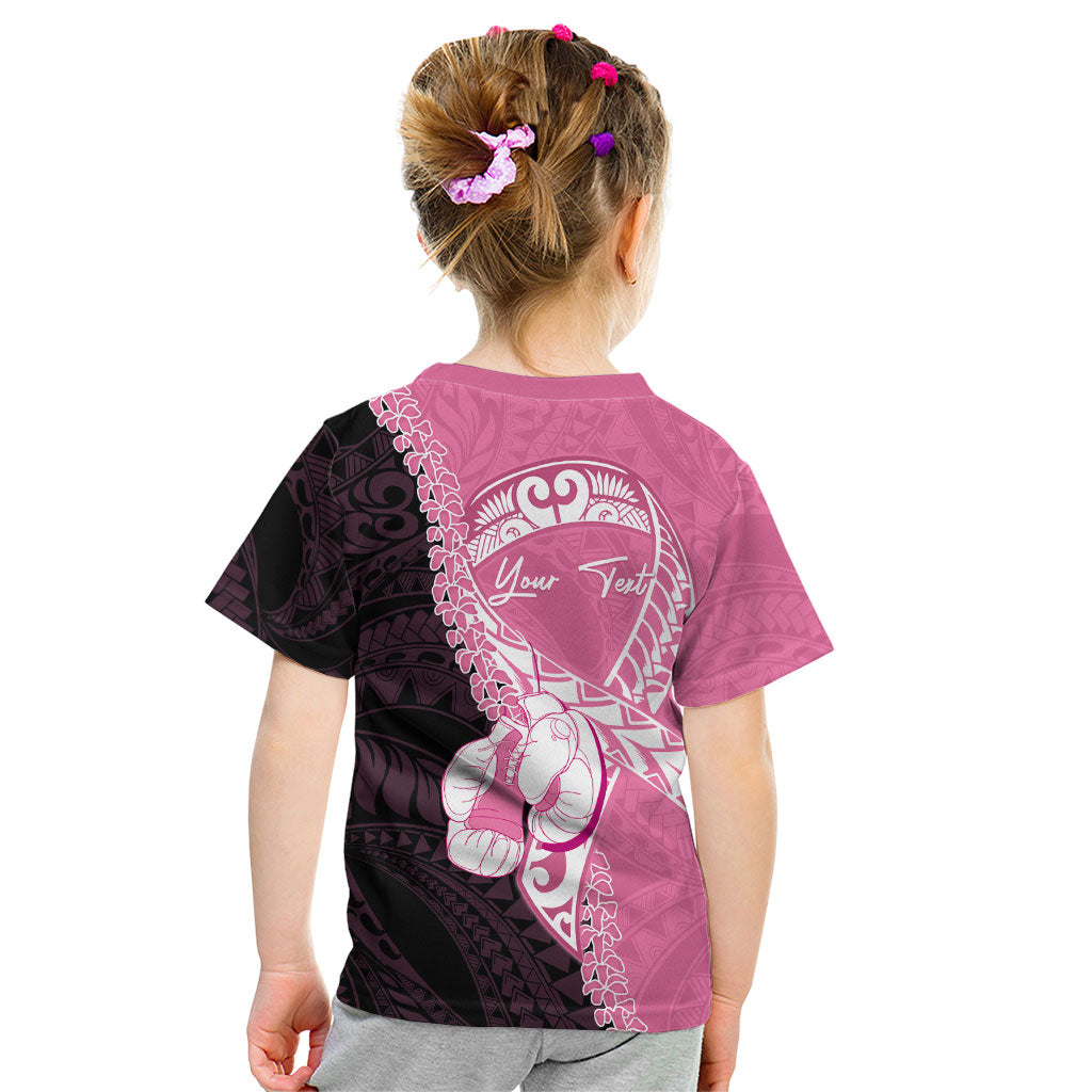 Personalised Polynesia Breast Cancer Support Kid T Shirt Fight With Hope Pink Ribbon Boxing Gloves