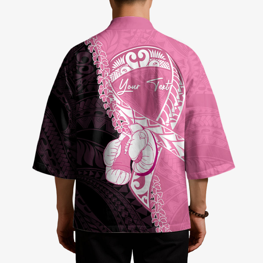 Personalised Polynesia Breast Cancer Support Kimono Fight With Hope Pink Ribbon Boxing Gloves