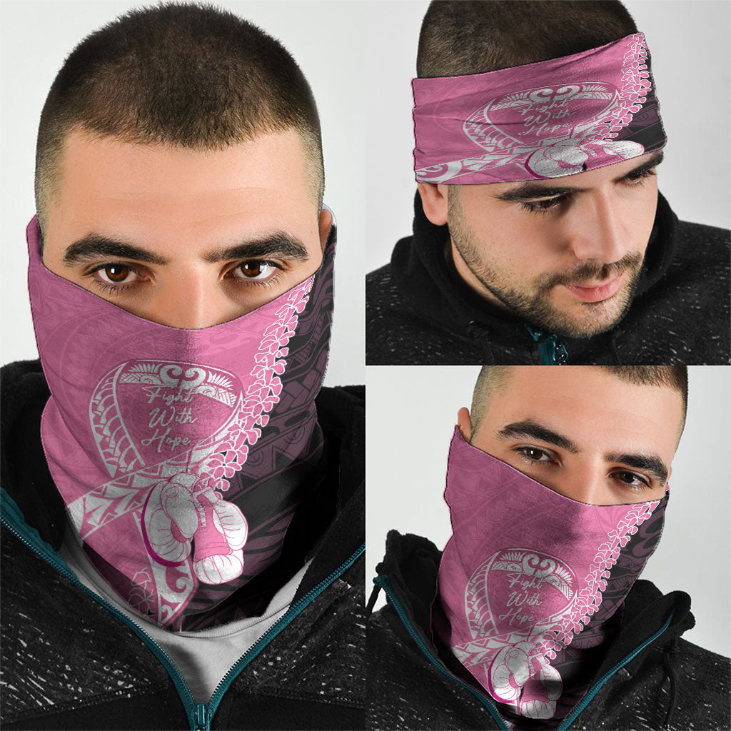 Polynesia Breast Cancer Support Neck Gaiter Fight With Hope Pink Ribbon Boxing Gloves
