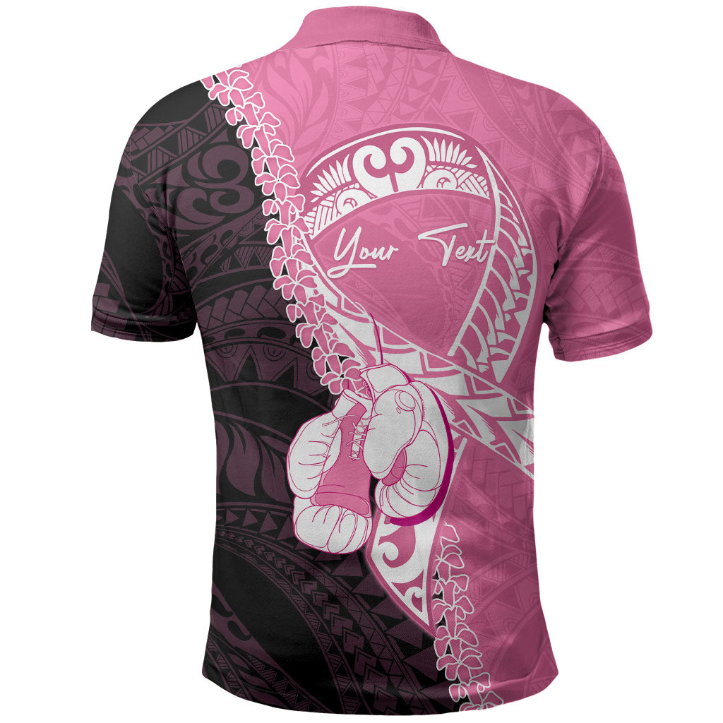 Personalised Polynesia Breast Cancer Support Polo Shirt Fight With Hope Pink Ribbon Boxing Gloves