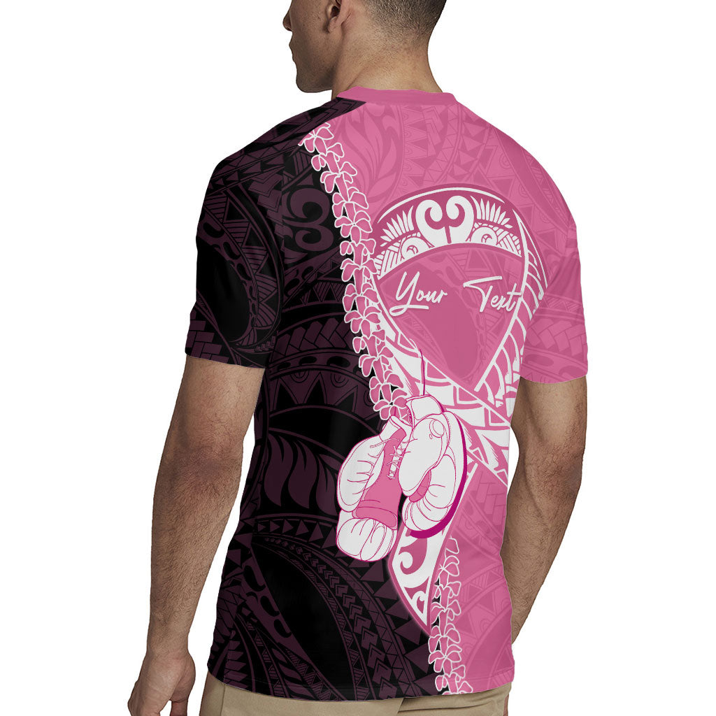 Personalised Polynesia Breast Cancer Support Rugby Jersey Fight With Hope Pink Ribbon Boxing Gloves