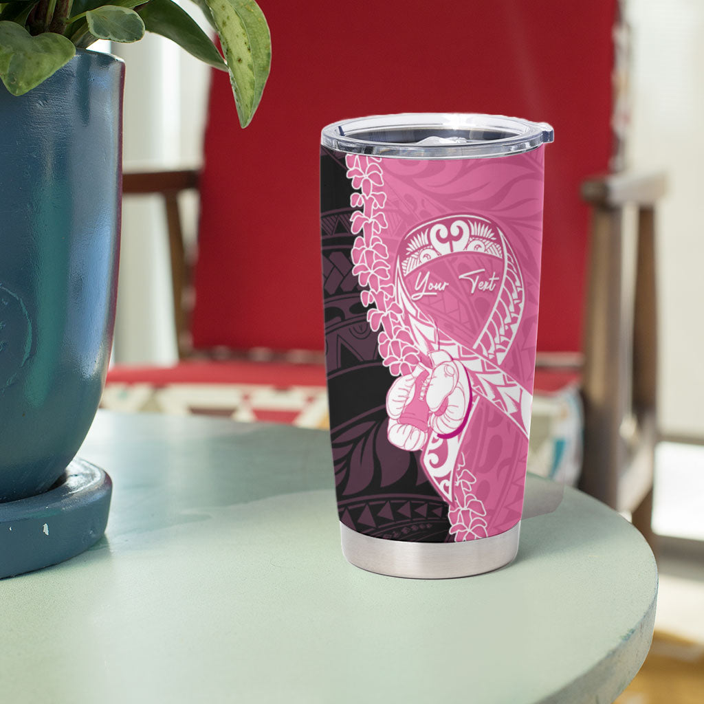 Personalised Polynesia Breast Cancer Support Tumbler Cup Fight With Hope Pink Ribbon Boxing Gloves