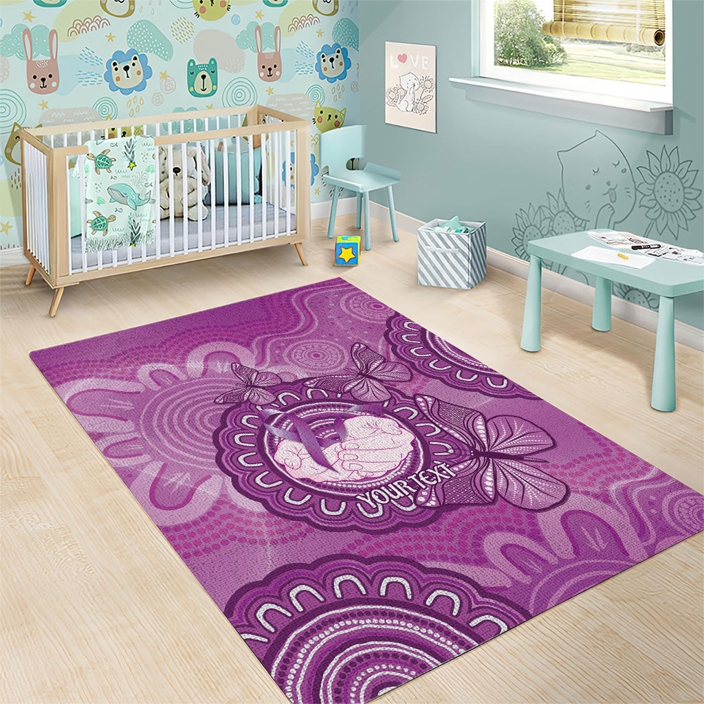 Australia Lupus Support Month Personalised Area Rug Warrior Purple Ribbon Butterflies Indigenous Art