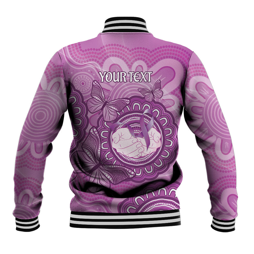 Australia Lupus Support Month Personalised Baseball Jacket Warrior Purple Ribbon Butterflies Indigenous Art