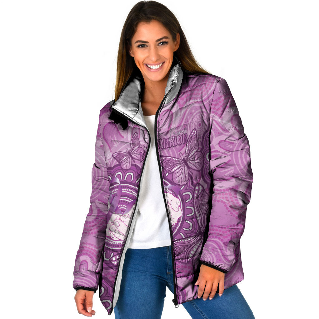 Australia Lupus Support Month Personalised Padded Jacket Warrior Purple Ribbon Butterflies Indigenous Art