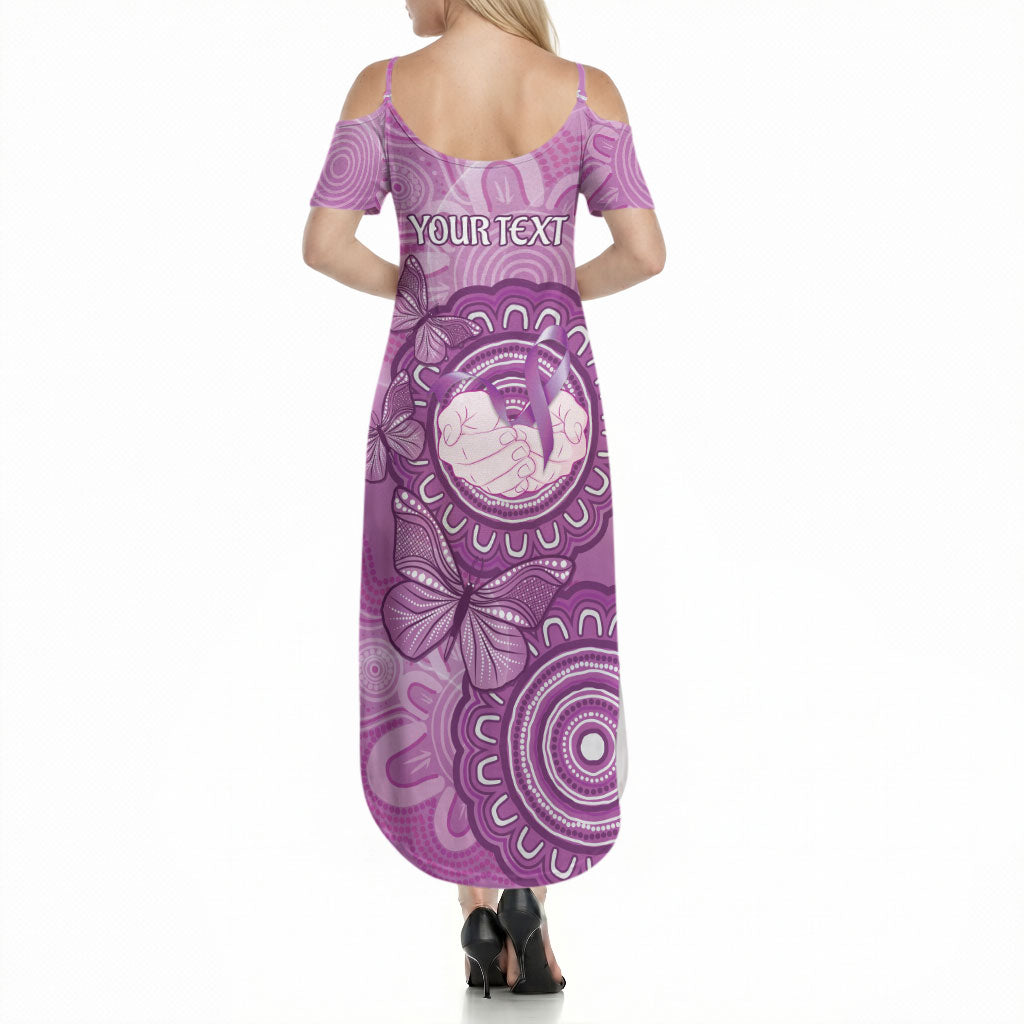 Australia Lupus Support Month Personalised Summer Maxi Dress Warrior Purple Ribbon Butterflies Indigenous Art