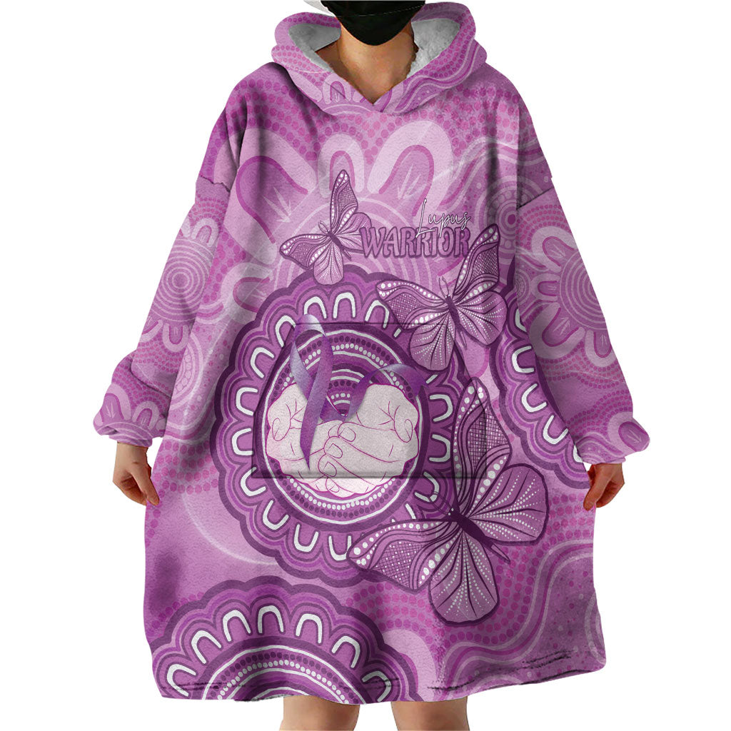 Australia Lupus Support Month Personalised Wearable Blanket Hoodie Warrior Purple Ribbon Butterflies Indigenous Art