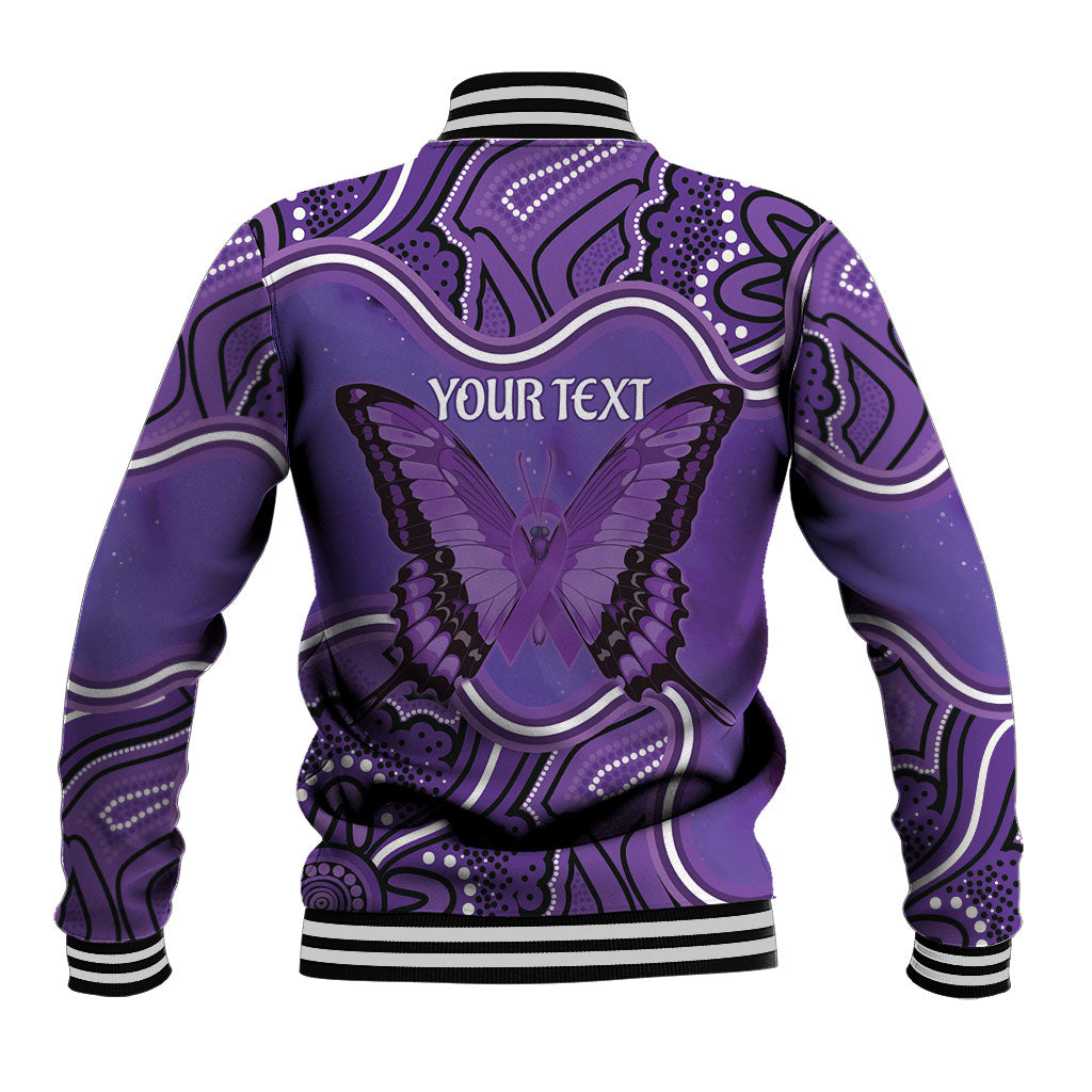 Australia Lupus Support Month Personalised Baseball Jacket Butterfly Purple Ribbon Invisible Illness Indigenous Art