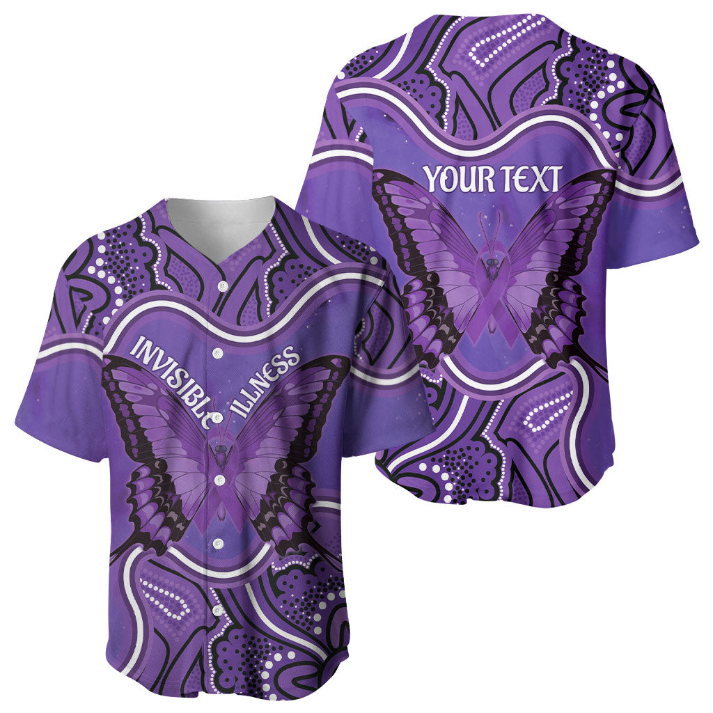 Australia Lupus Support Month Personalised Baseball Jersey Butterfly Purple Ribbon Invisible Illness Indigenous Art