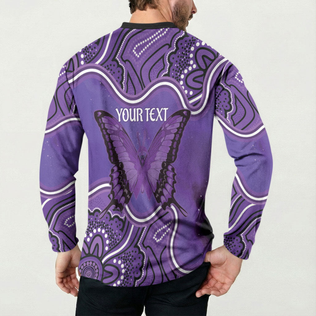 Australia Lupus Support Month Personalised Button Sweatshirt Butterfly Purple Ribbon Invisible Illness Indigenous Art