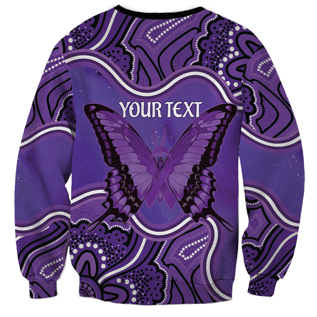 Australia Lupus Support Month Personalised Sweatshirt Butterfly Purple Ribbon Invisible Illness Indigenous Art