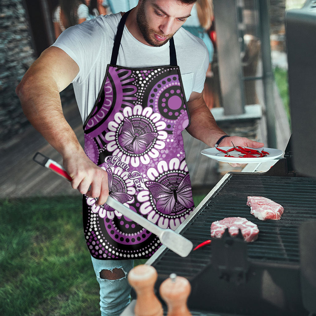 Australia Indigenous Butterflies Personalised Apron Lupus Support Purple Ribbon Aboriginal Art