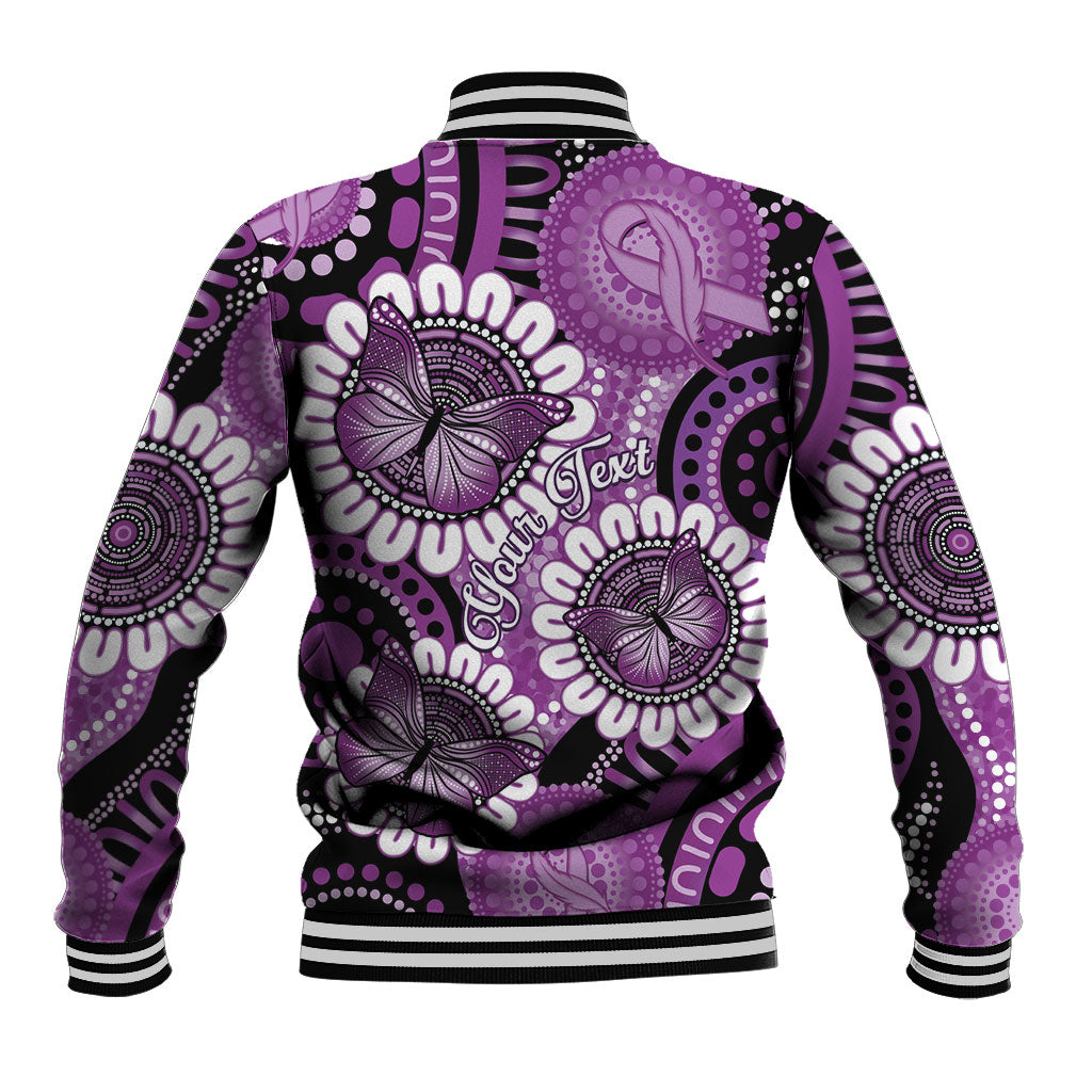 Australia Indigenous Butterflies Personalised Baseball Jacket Lupus Support Purple Ribbon Aboriginal Art