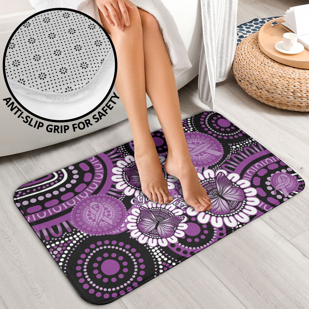 Australia Indigenous Butterflies Personalised Bathroom Set Lupus Support Purple Ribbon Aboriginal Art