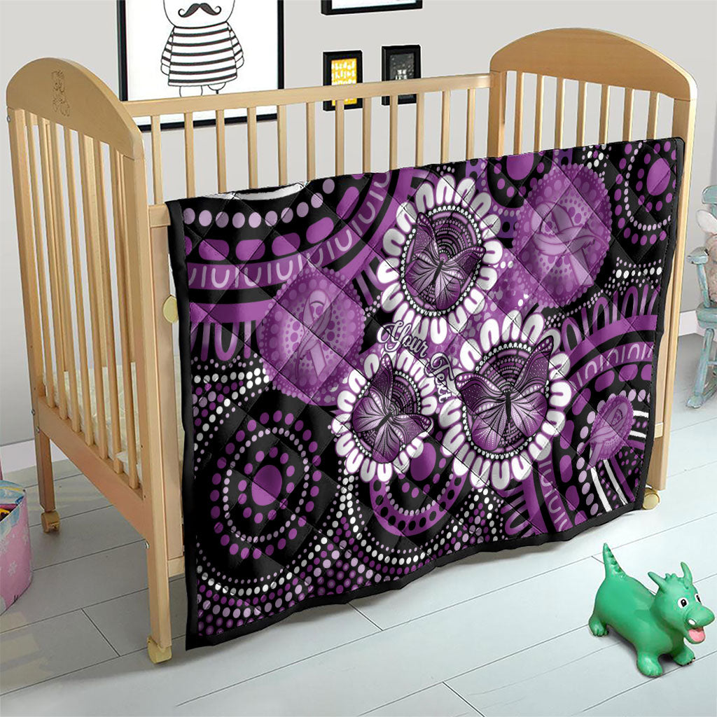 Australia Indigenous Butterflies Personalised Quilt Lupus Support Purple Ribbon Aboriginal Art
