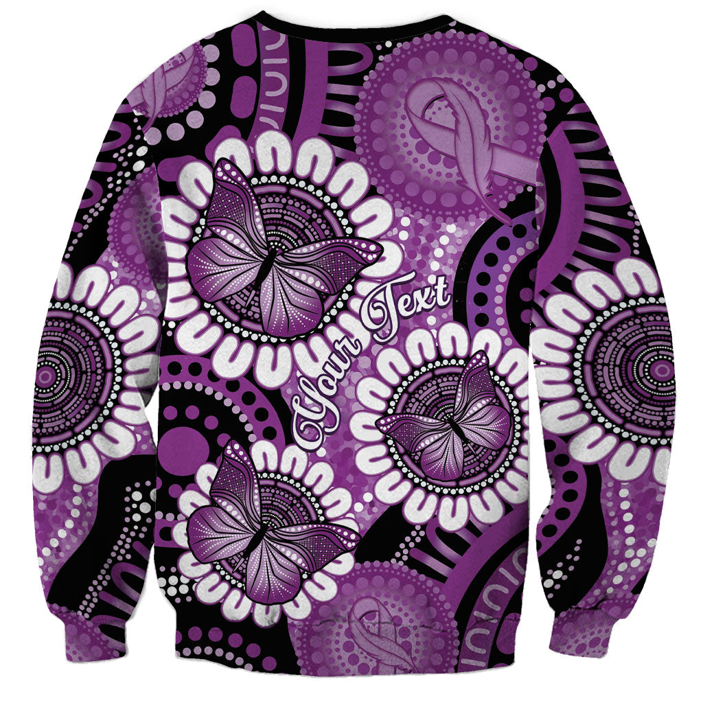 Australia Indigenous Butterflies Personalised Sweatshirt Lupus Support Purple Ribbon Aboriginal Art